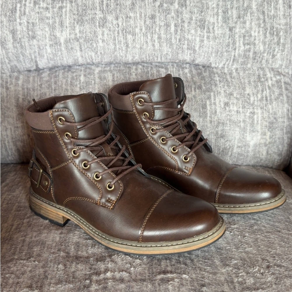 J. Ferrar Mens Slate Block Heel Lace Up Boots